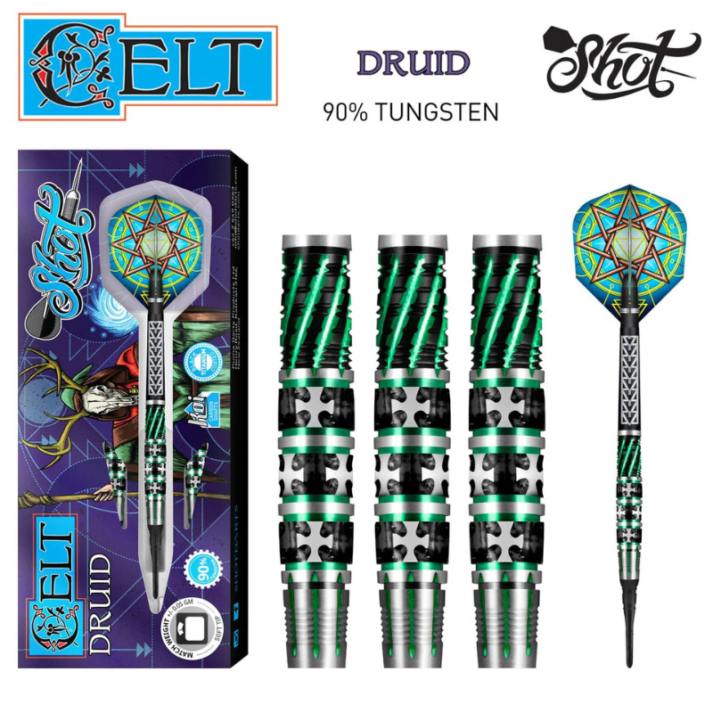 Celt Druid Soft Tip Dart Set-90% Tungsten Barrels - Korvel