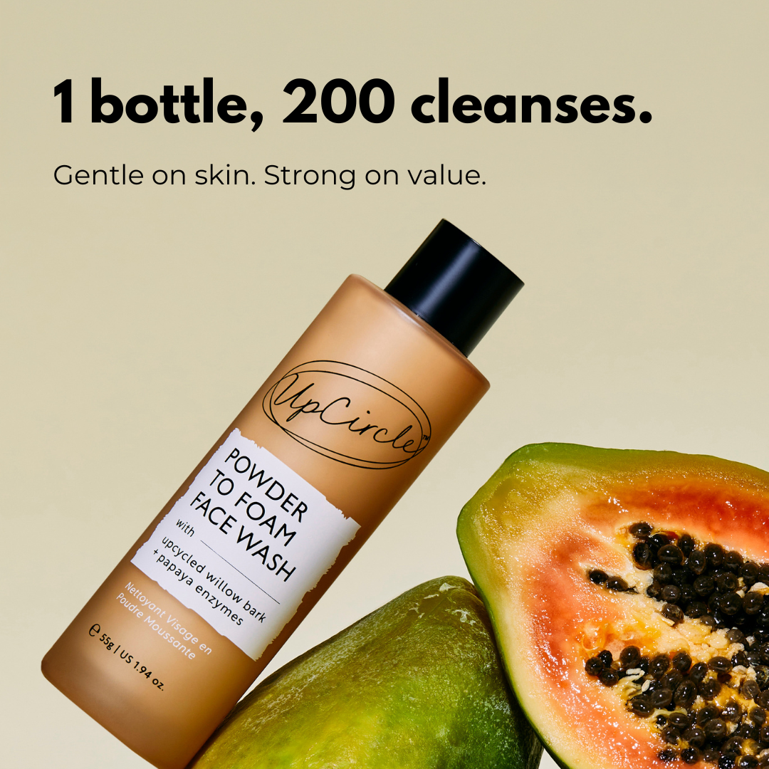 Nettoyant Visage Poudre à Mousse avec Écorce de Saule et Enzymes de Papaye