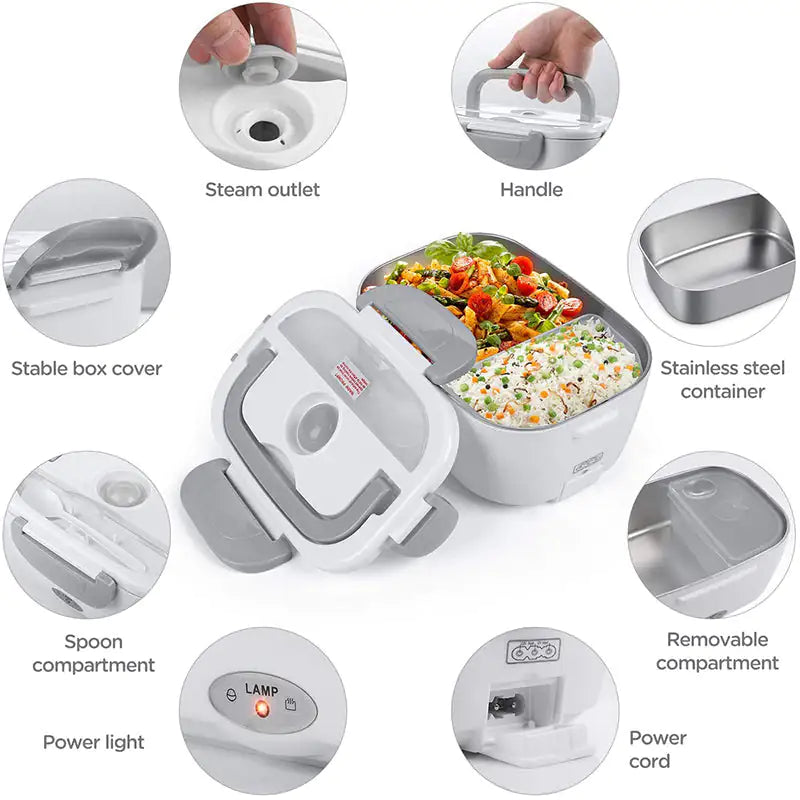 Caja de Almuerzo Eléctrica Portátil para Comidas sobre la Marcha