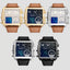 Montre de luxe sportive carrée en cuir