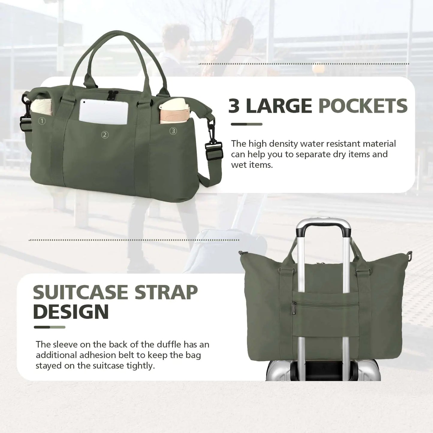 Premium Waterproof Travel Duffle Bag with Trolley Sleeve
