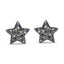 Boucles d'oreilles étoile en or blanc 18K plaqué rhodium noir avec diamants et saphirs bleus