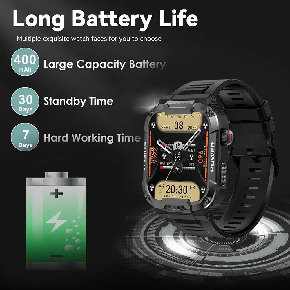 Montre intelligente militaire extérieure premium pour hommes