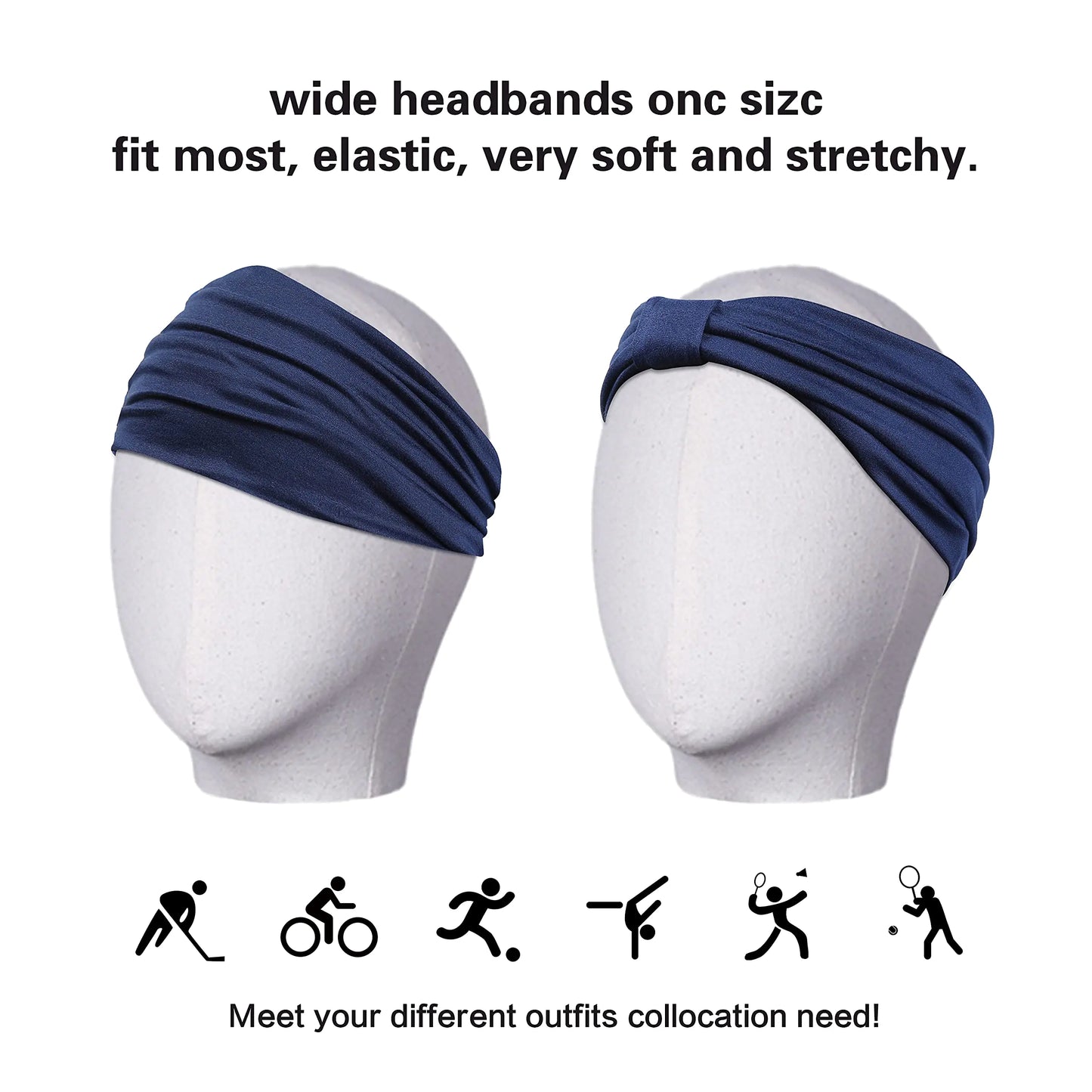 GILI 6 Pack Wide Headbands for Women - Non Slip Cotton Hair Bands