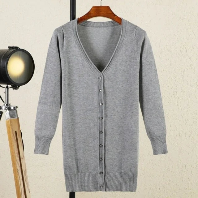V-Neck Women's Cardigan - Timeless Style & Comfort