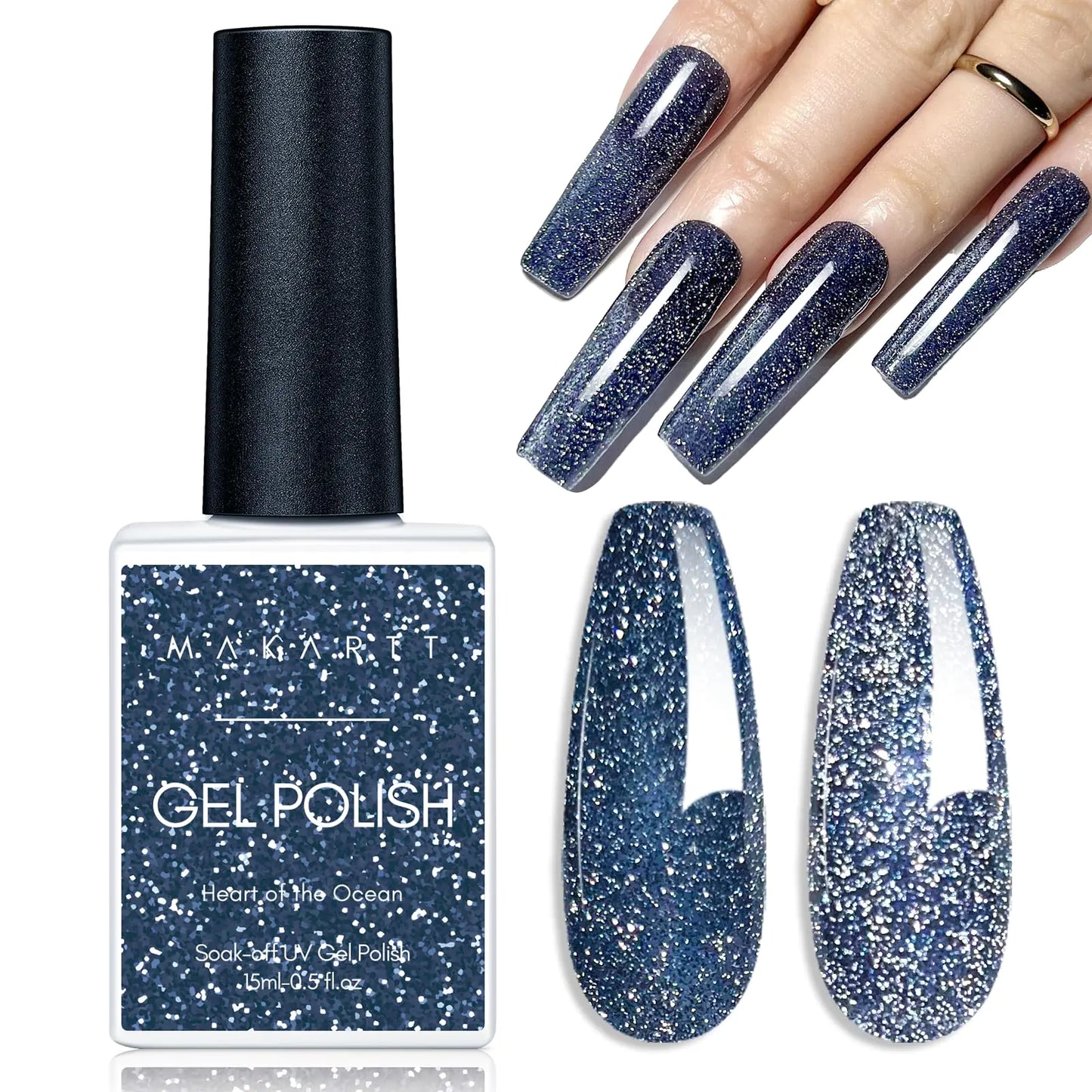 Makartt Reflective Gel Nail Polish - Heart of the Ocean
