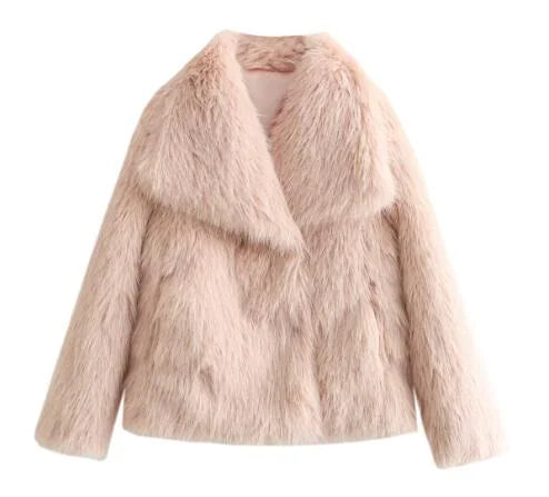 Abrigo de piel sintética de zorro de lujo para mujer para otoño e invierno