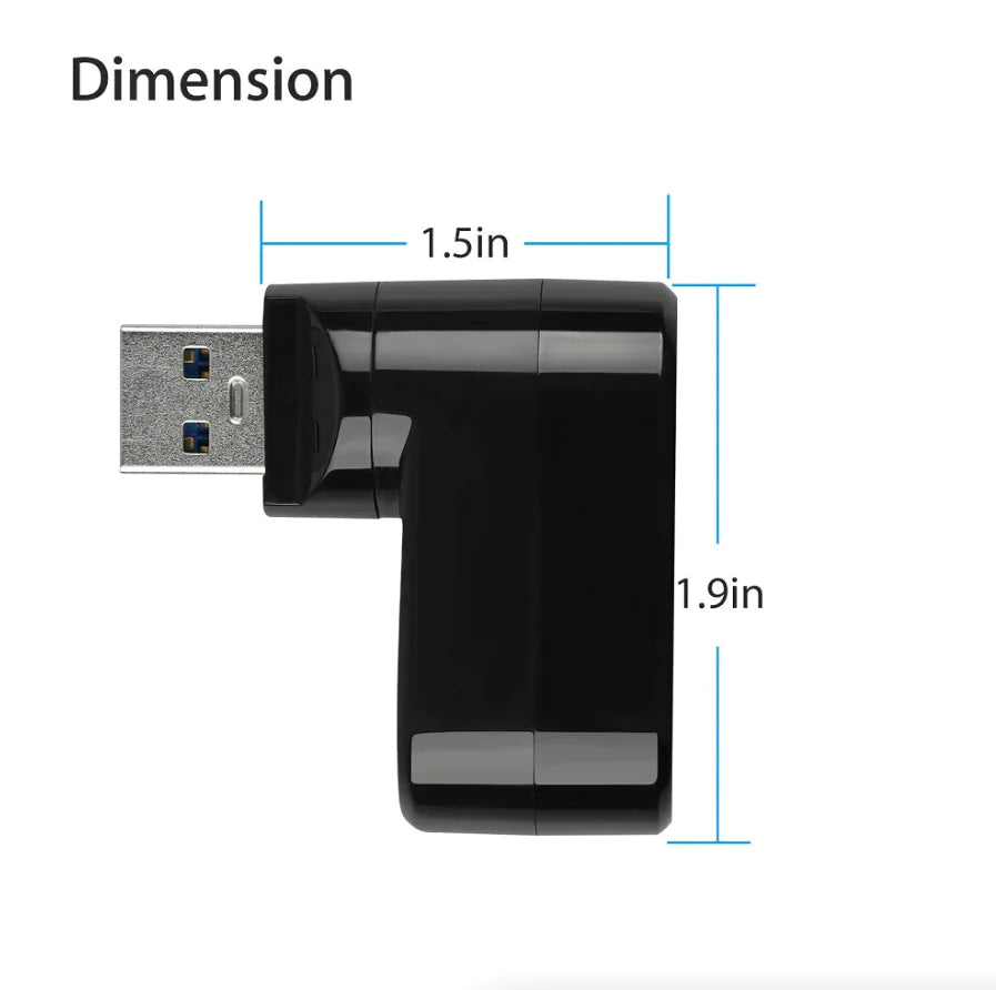 Répartiteur Multi HUB USB 3.0 à 3 Ports Haute Vitesse pour Bureau et Ordinateur Portable