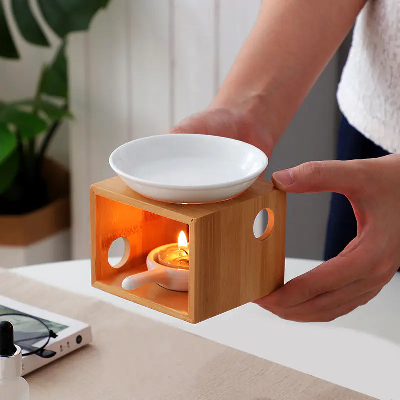 Difusor de Aroma de Bambú y Soporte para Velas
