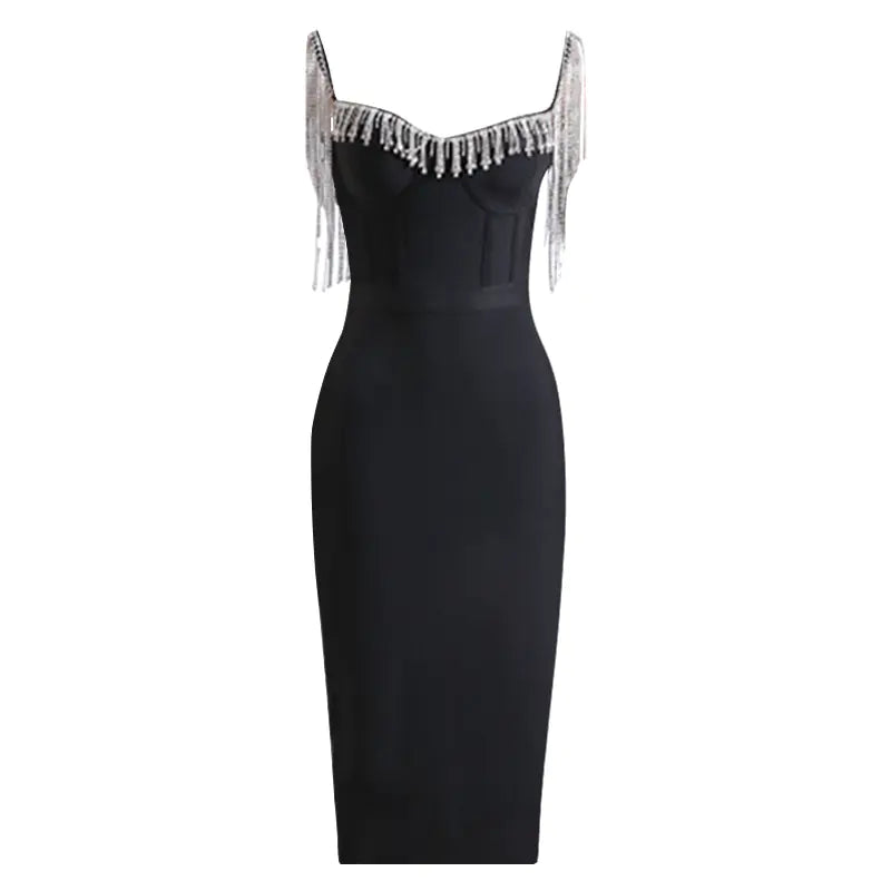 Jupe de Robe à Franges en Strass de Luxe Léger pour Femme