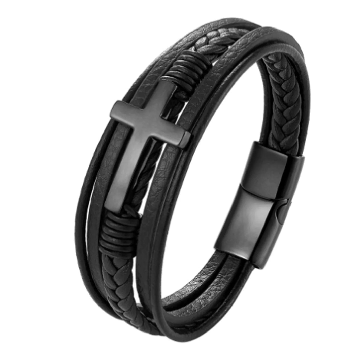 Pulsera de Acero Inoxidable de Diseño de Cruz Multicolor de Lujo para Hombres