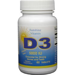 Sunshine Vitamin D3 Tablets 5000 IU - 60 Count