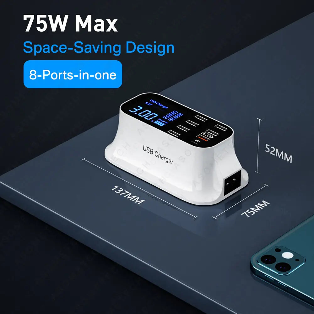 LED Display USB Charger for Multiple Devices