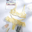 Conjunto de Ropa Interior de Malla con Parches Florales Amarillos