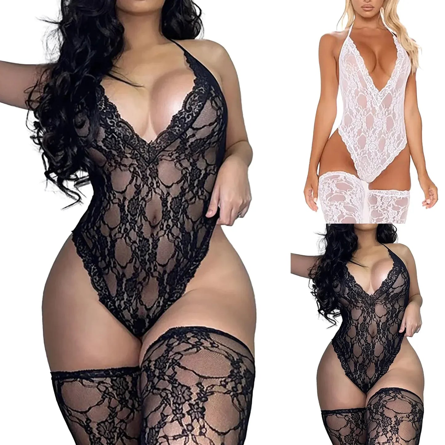 Body de Encaje Elegante para Mujeres - Ropa de Noche Talla Grande