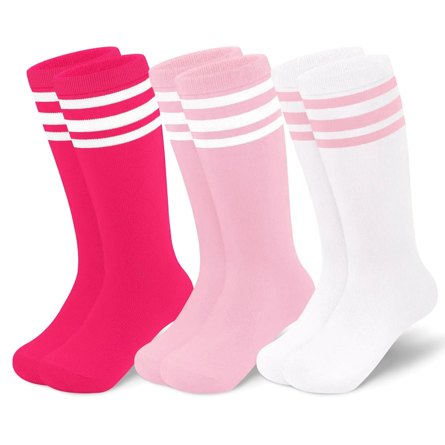 Toddler Athletic Socks - 3 Pack in Pink/White Variants