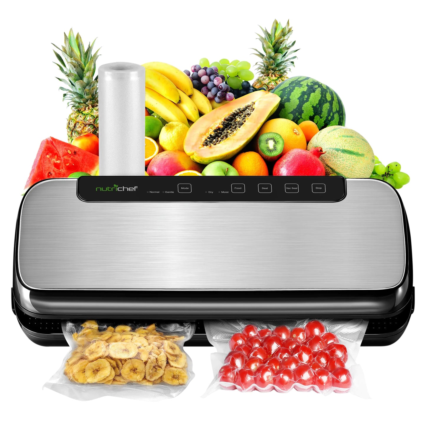 Scelleur de vide alimentaire en acier inoxydable NutriChef avec accessoires