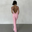 Robe maxi élégante sans dos à bretelles spaghetti
