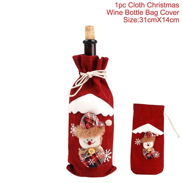 Ensemble de housses de bouteilles de vin de Noël festives