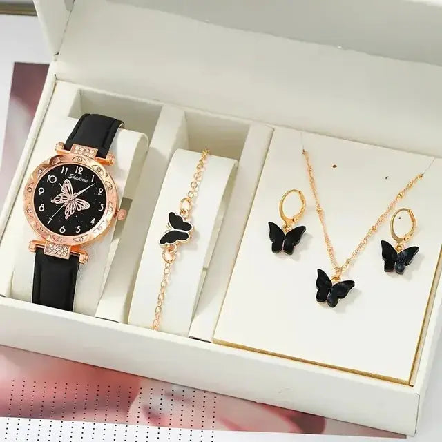 Luxury Rhinestone Butterfly Jewelry Set