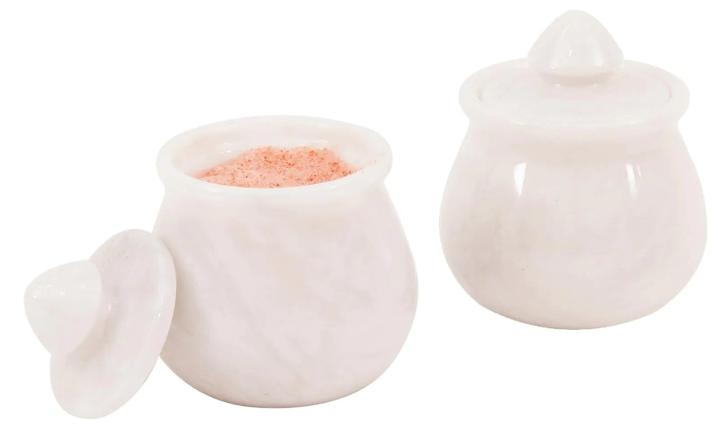 Ensemble de salière en marbre fait main - Rangement de cuisine élégant