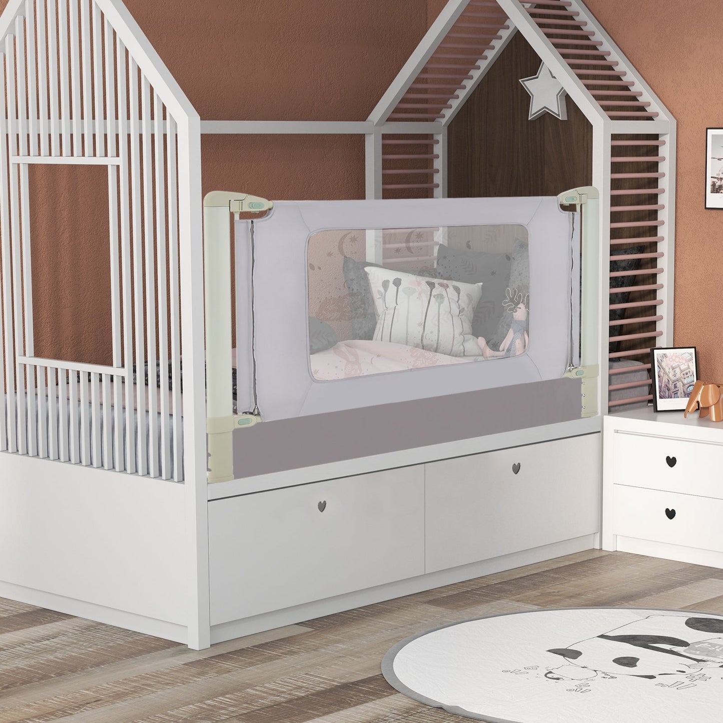 Barandilla de Cama Elevadora Vertical para Niños Pequeños con Doble Bloqueo - 59 Pulgadas