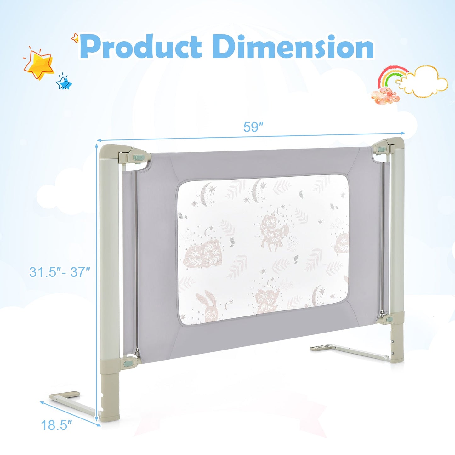 Barandilla de Cama Elevadora Vertical para Niños Pequeños con Doble Bloqueo - 59 Pulgadas