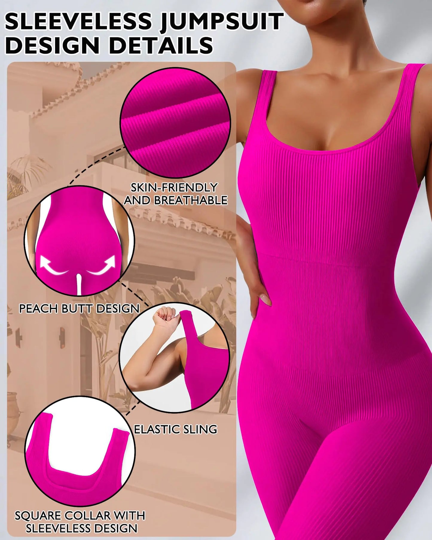 Mono de entrenamiento sin costuras para mujer AURUZA - Rosa