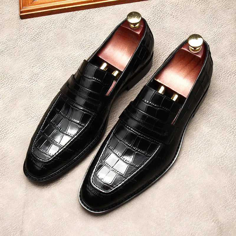 Mocasines de Cuero con Estampado de Cocodrilo Elegantes para Hombres