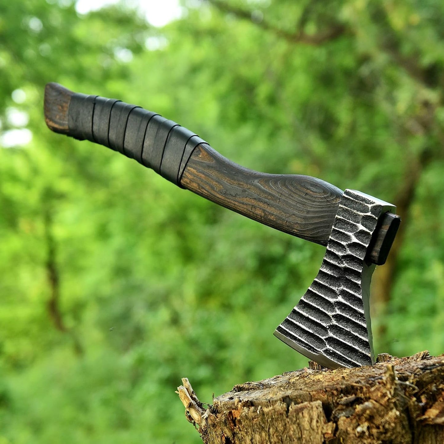 Thor’s Fury Viking Battle Axe – Handcrafted 1095 Steel Blade & Leather-Wrapped Ash Handle - Korvel