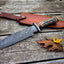 Authentic 1800s Bowie Knife – 15" Damascus Steel Blade with Stag Horn Handle & Leather Sheath - Korvel