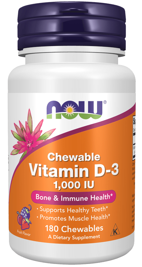 NOW® Chewable Vitamin D-3 – Natural Mint Flavor (Chewable Tablets)