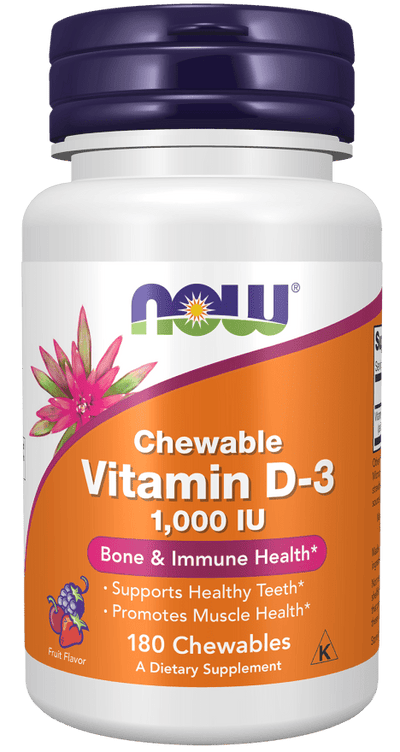 NOW® Chewable Vitamin D-3 – Natural Mint Flavor (Chewable Tablets)