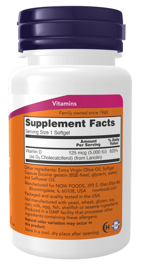 Premium Vitamin D-3 5,000 IU Softgels
