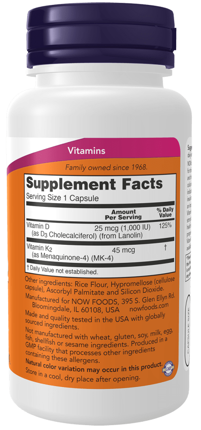 Cápsulas Premium de Vitamina D-3 y K-2