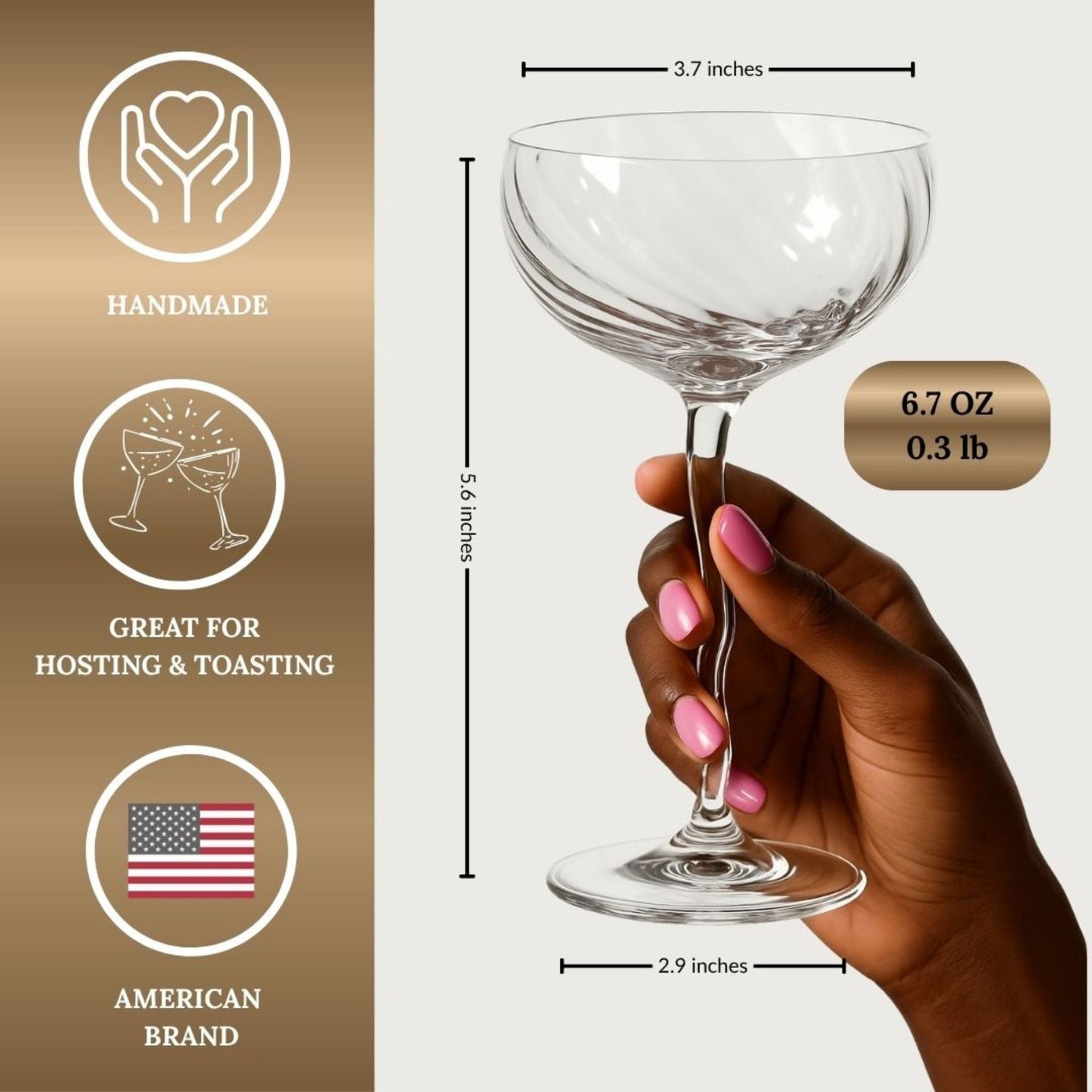 Vivre Elegance Coupe Glass Set - Timeless Crystal Design