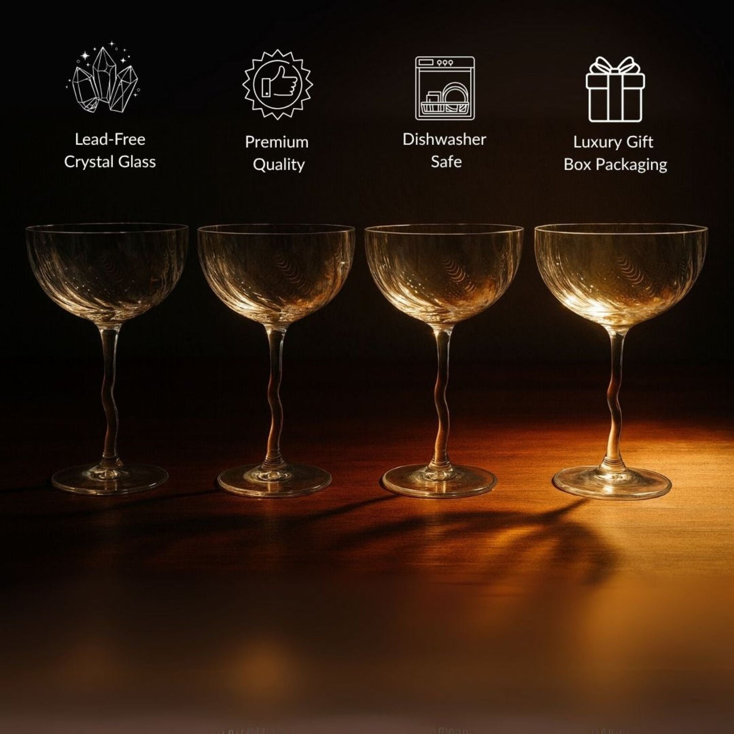Vivre Elegance Coupe Glass Set - Timeless Crystal Design