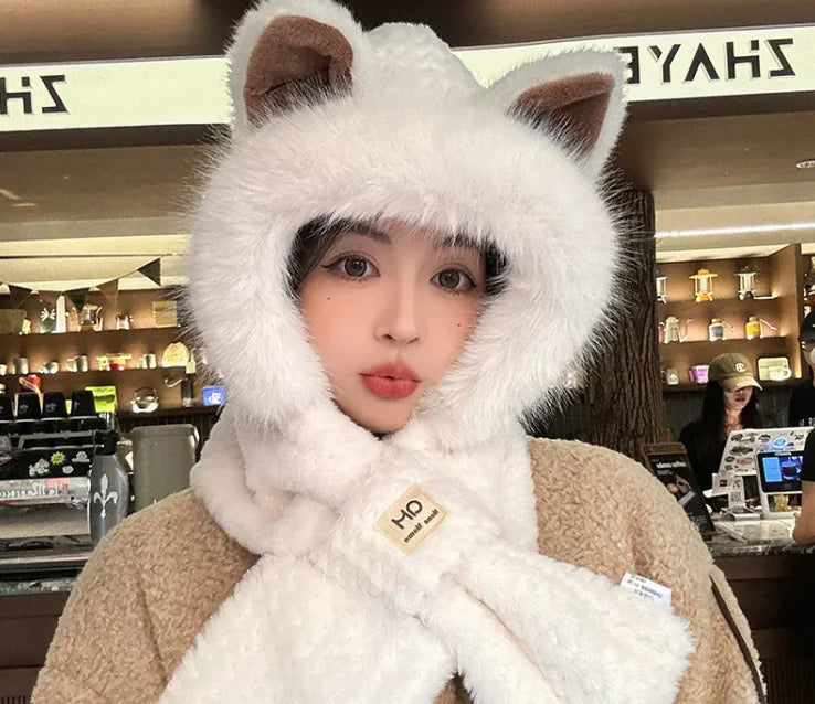 Chapeau à oreilles de renard en fourrure mignonne pour l'automne et l'hiver