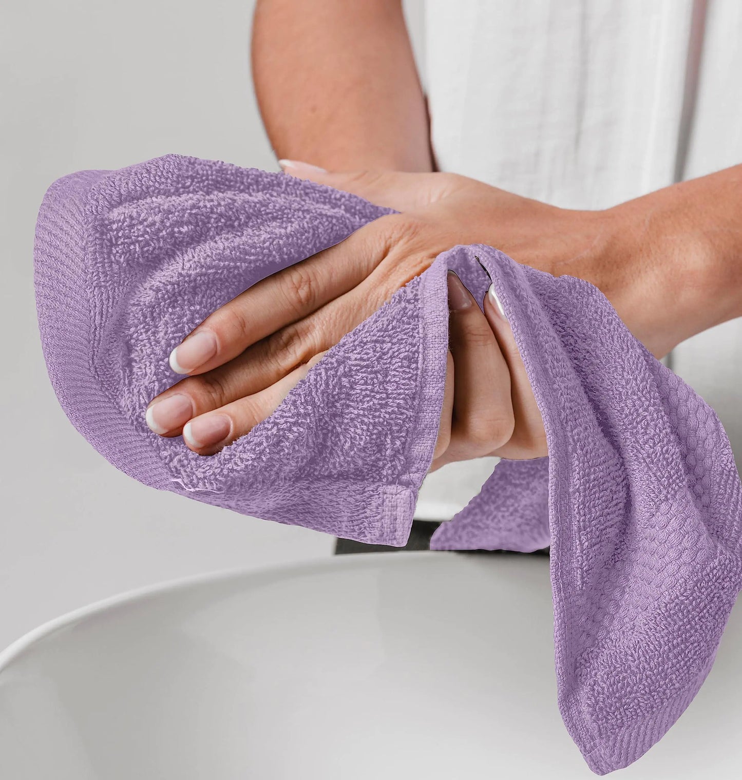 Gant de bain en lavande de luxe - Ensemble de 12, 13x13 pouces