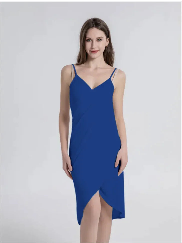 Robe de Plage à Bretelles Croisées de Couleur Unie