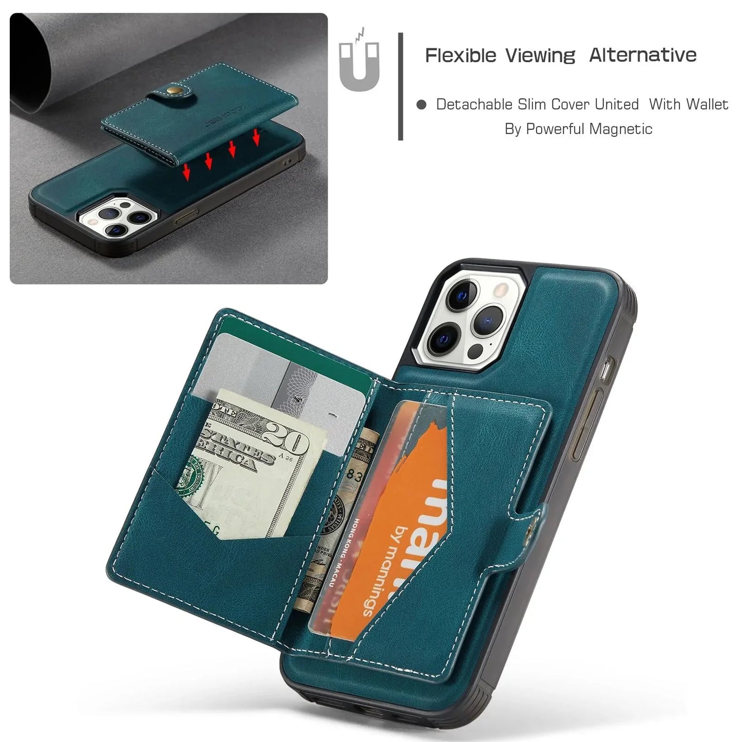 Luxury Magnetic Safe Leather Case for iPhone
