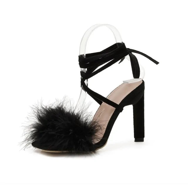 Feather Women High Heels - Elegant and Chic Footwear