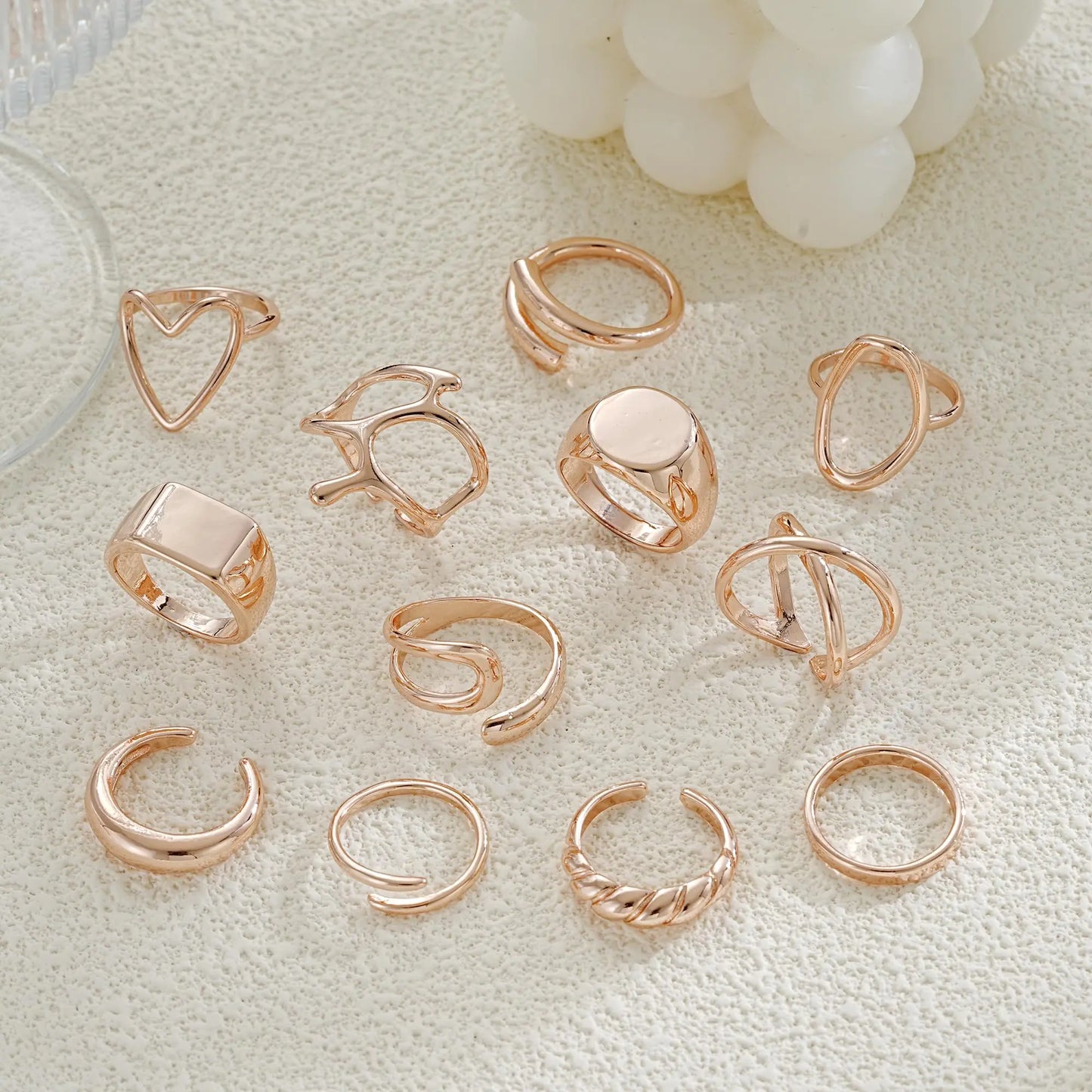 Ensemble de 12 bagues empilables en or FAXHION pour femmes