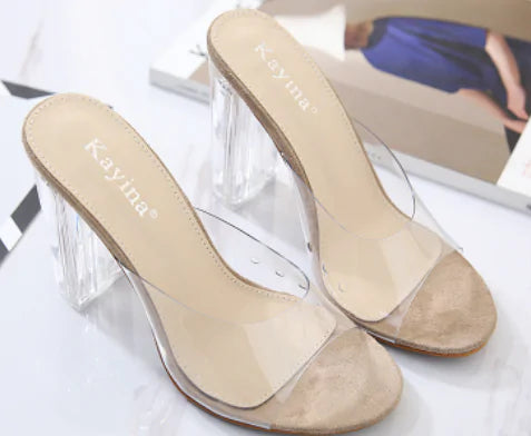 Jelly Crystal Leopard Open-Toed High Heels