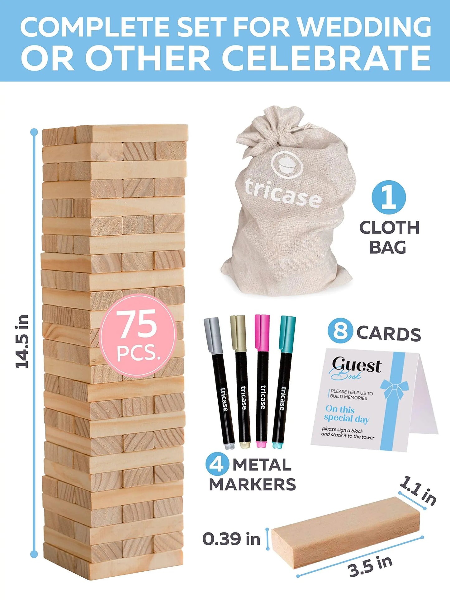 Alternativa de Libro de Invitados de Bloques de Madera - 75 Pcs