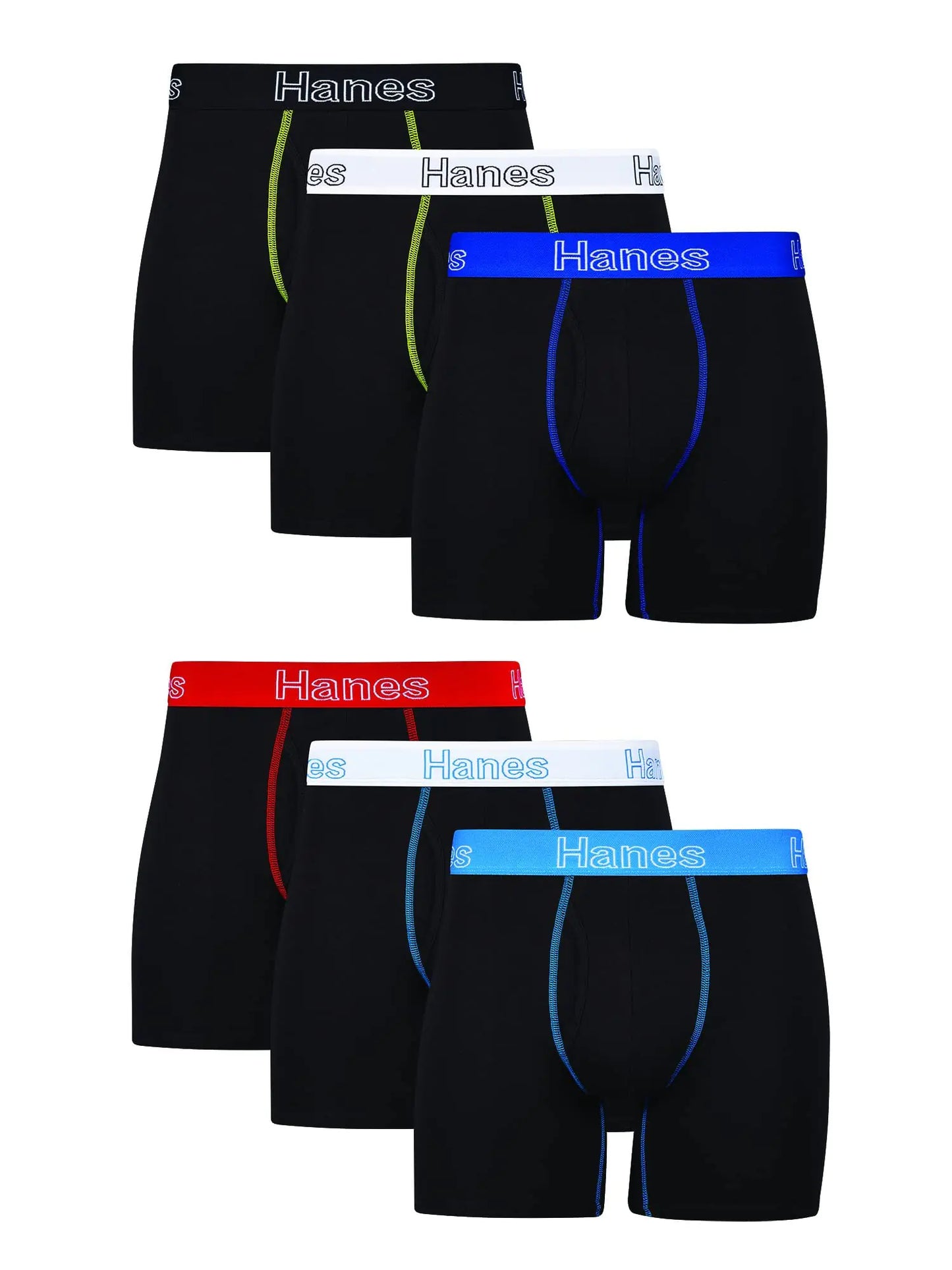 Hanes Men's Cotton Stretch Boxer Briefs - 6 Pack, 3X-Large Black