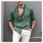 Solid Color Long Sleeve Button Stand Collar Men's Shirt