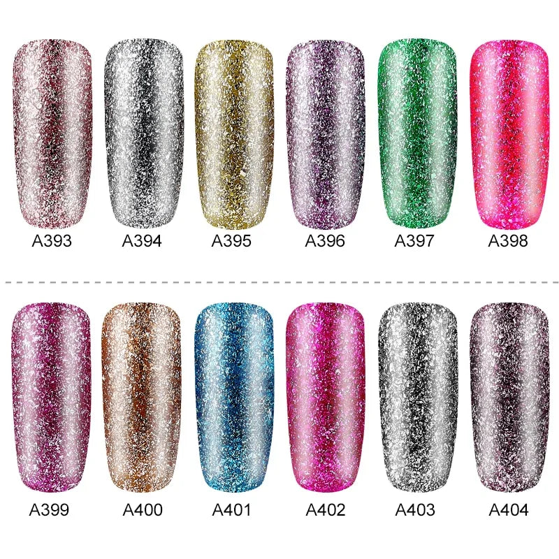Ensemble de vernis à ongles en gel hybrides - Collection pailletée