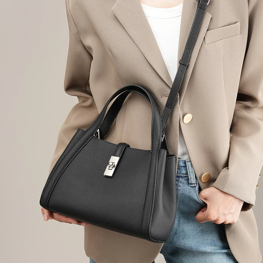 Fashionable Korean-Style Large-Capacity Leather Handbag