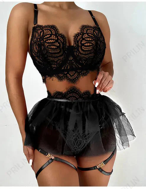 Conjunto de Lencería de Encaje Elegante para Ocasiones Especiales